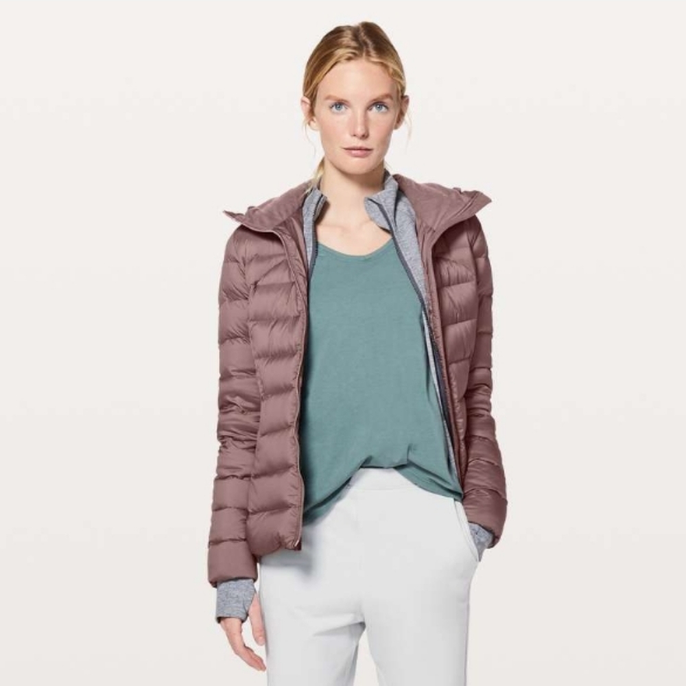 Lululemon Pack it Down Quilted Hooded Zip Up Puffer Jacket Purple Mauve Stone 8